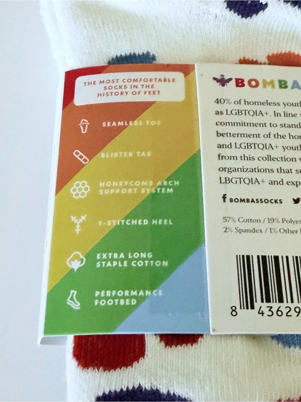 Bombas Bee Proud Rainbow Pride Socks Women's Small Ankle New LGBTQ Colorful